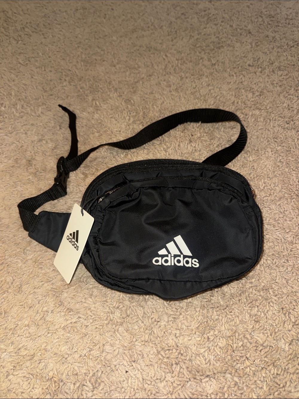 adidas Black Waist Pack with White Logo